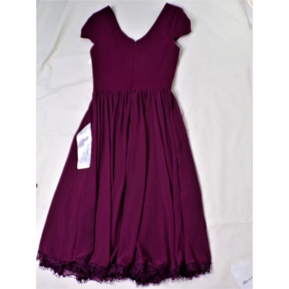 SOLD DRESS THE POPULATION Corey Flare Chiffon Dress Magenta Large (8-10) - Picture 11 of 12